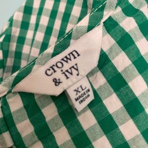 Crown and Ivy green gingham dress XL